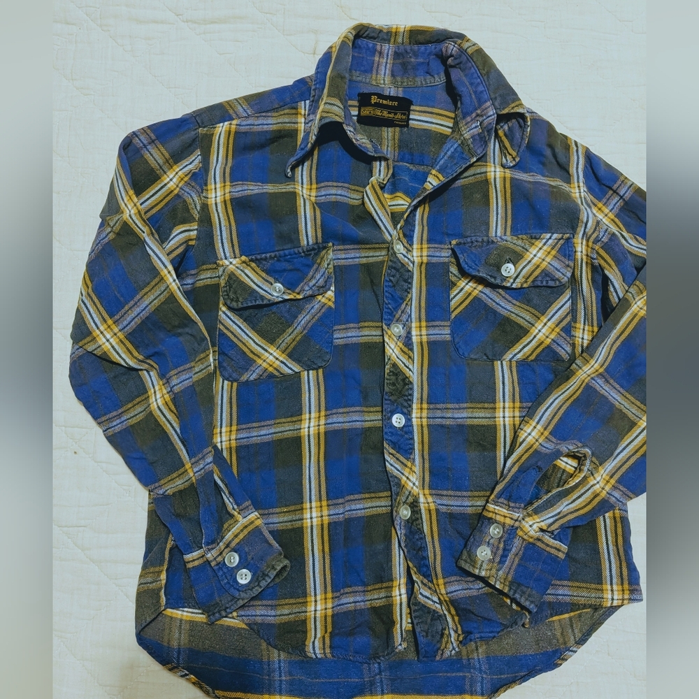 XS Vintage Sears The Men's Store Cotton Flannel Dress Shirt - Plaid